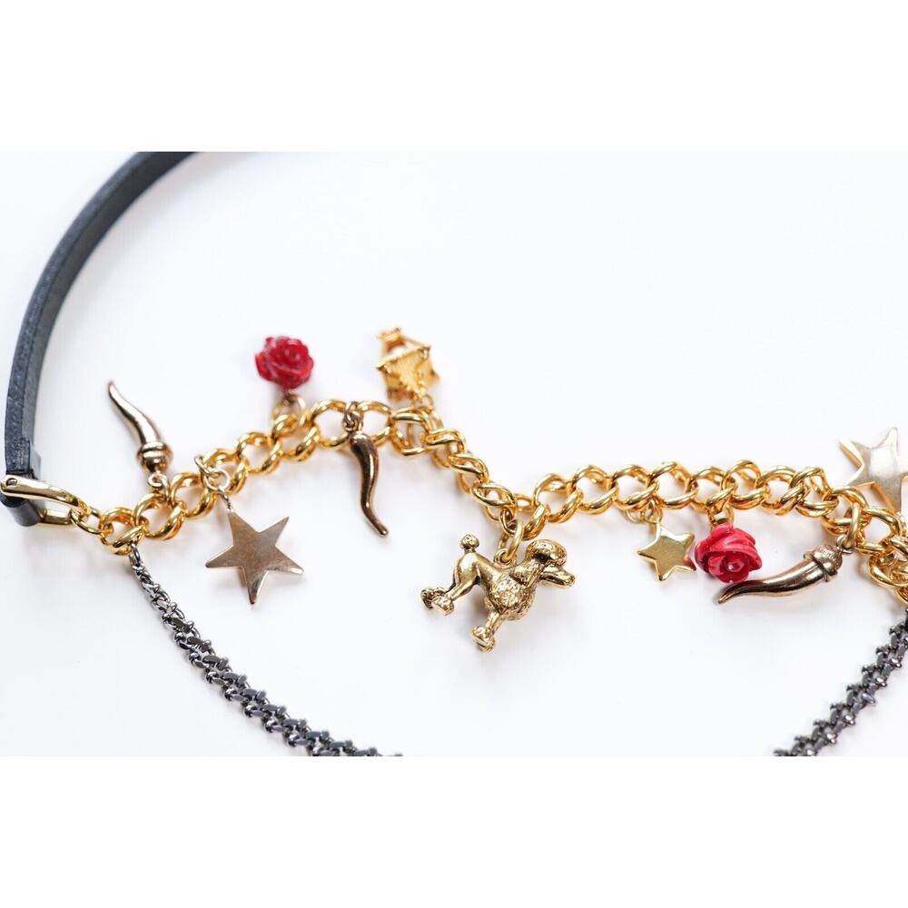 Dolce & Gabbana Vintage Gold Unique Flower Charm Leather Belt - Picture 5 of 8